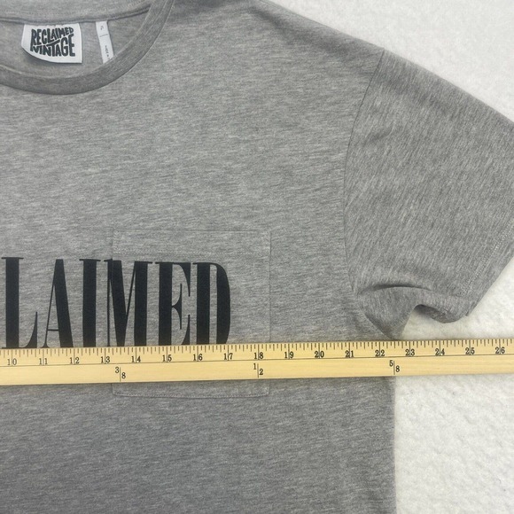 RECLAIMED VINTAGE Shirt Mens XL Gray Black Short Sleeve Front Pocket - Picture 7 of 12